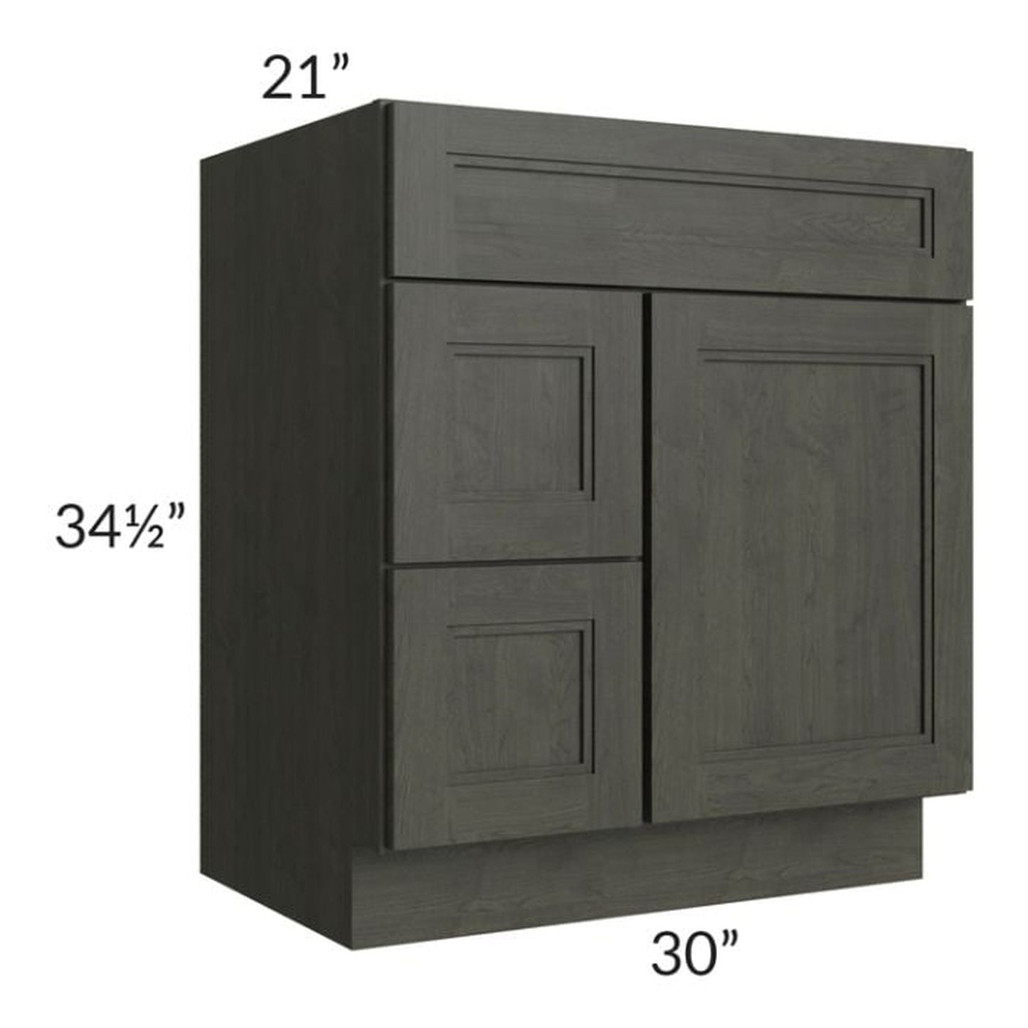 RTA Charlotte Dark Grey 30" x 21" Vanity Sink Base Cabinet (Door on Right)