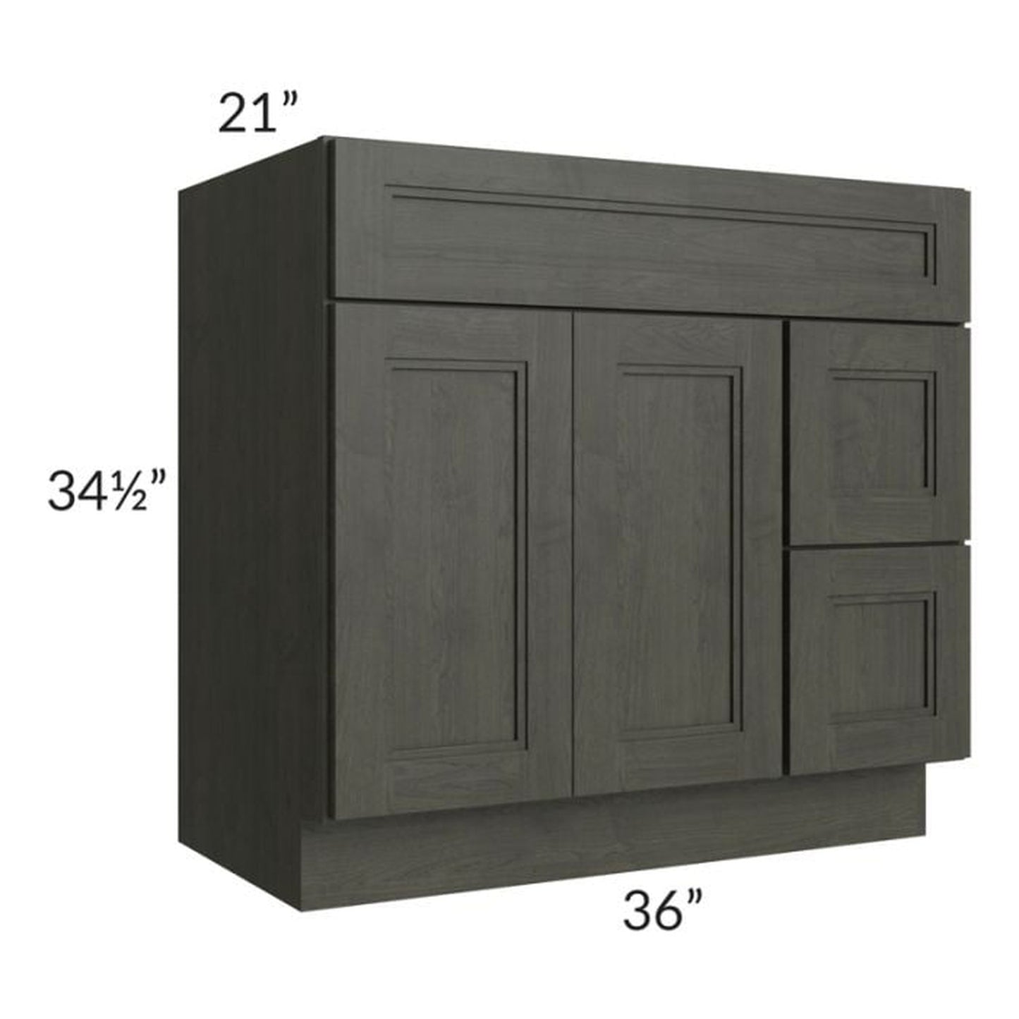 RTA Charlotte Dark Grey 36" x 21" Vanity Sink Base Cabinet (Doors on Left)