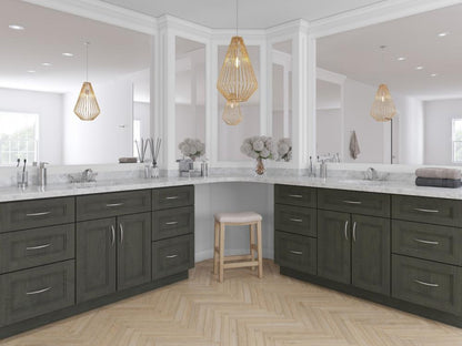 RTA Charlotte Dark Grey 36" x 21" Vanity Sink Base Cabinet (Doors on Left) with 2 Decorative End Panels