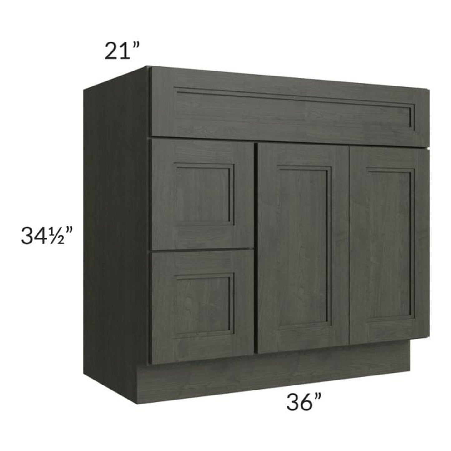 RTA Charlotte Dark Grey 36" x 21" Vanity Sink Base Cabinet (Doors on Right)