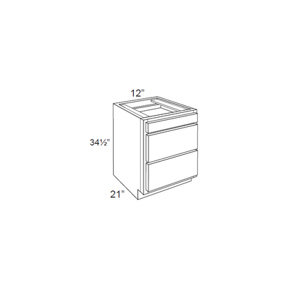 RTA Charlotte Grey 12" Vanity 3-Drawer Base Cabinet