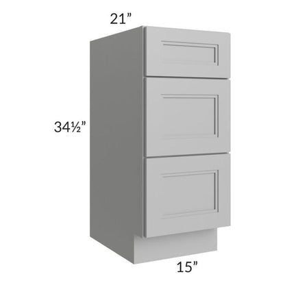 RTA Charlotte Grey 15" Vanity 3-Drawer Base Cabinet with 2 Decorative End Panels