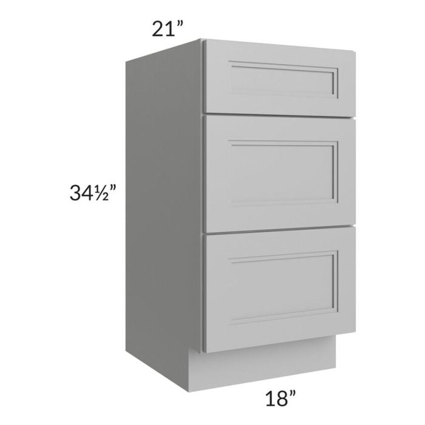 RTA Charlotte Grey 18" Vanity 3-Drawer Base Cabinet with 2 Decorative End Panels