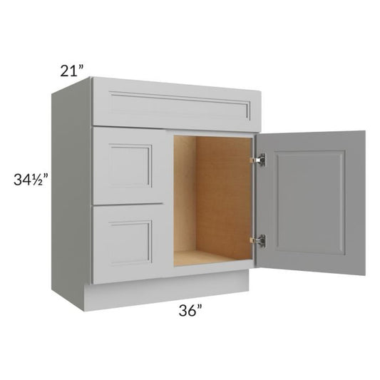 RTA Charlotte Grey 30" x 21" Vanity Sink Base Cabinet (Door on Right) with 1 Decorative End Panel