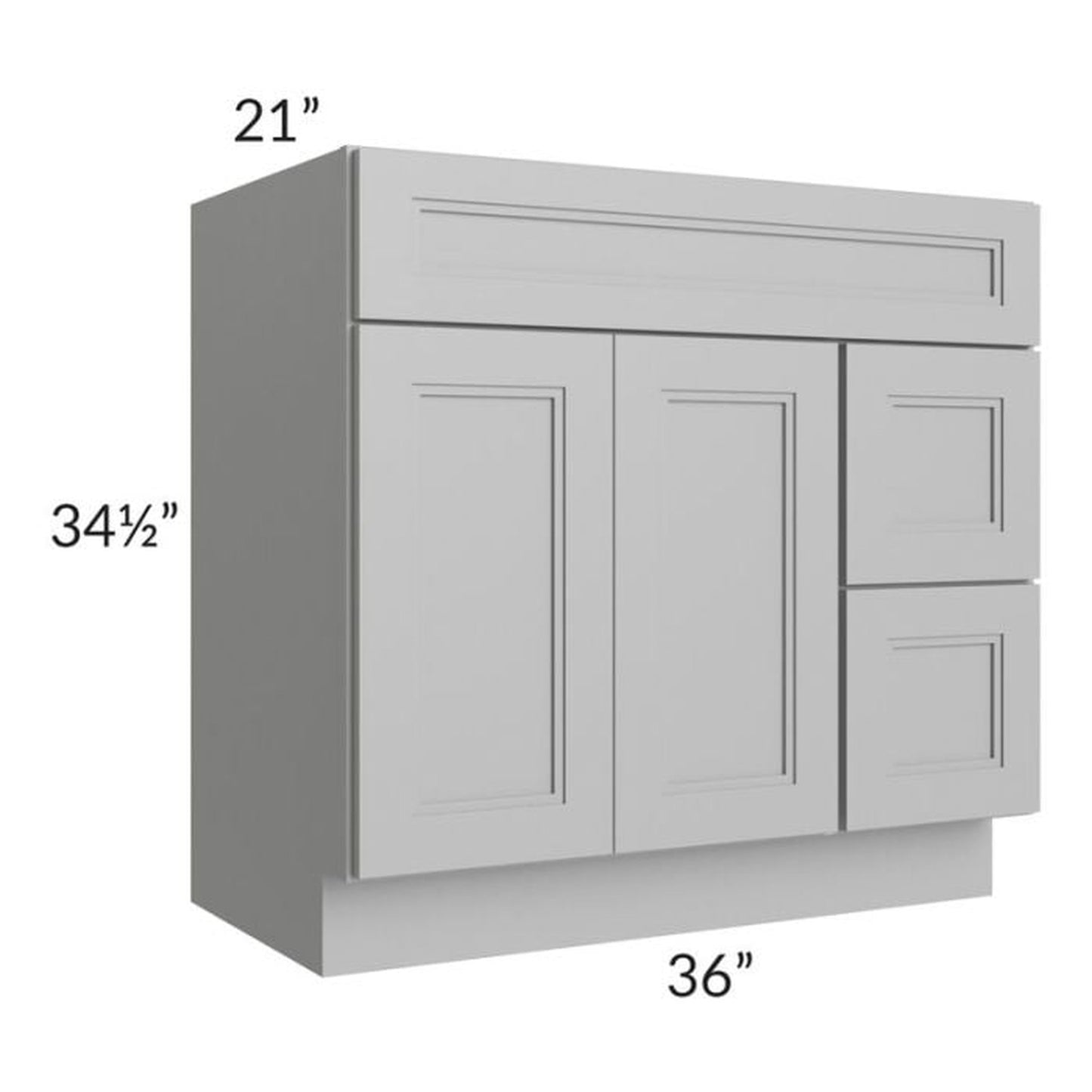 RTA Charlotte Grey 36" x 21" Vanity Sink Base Cabinet (Doors on Left) with 1 Decorative End Panel