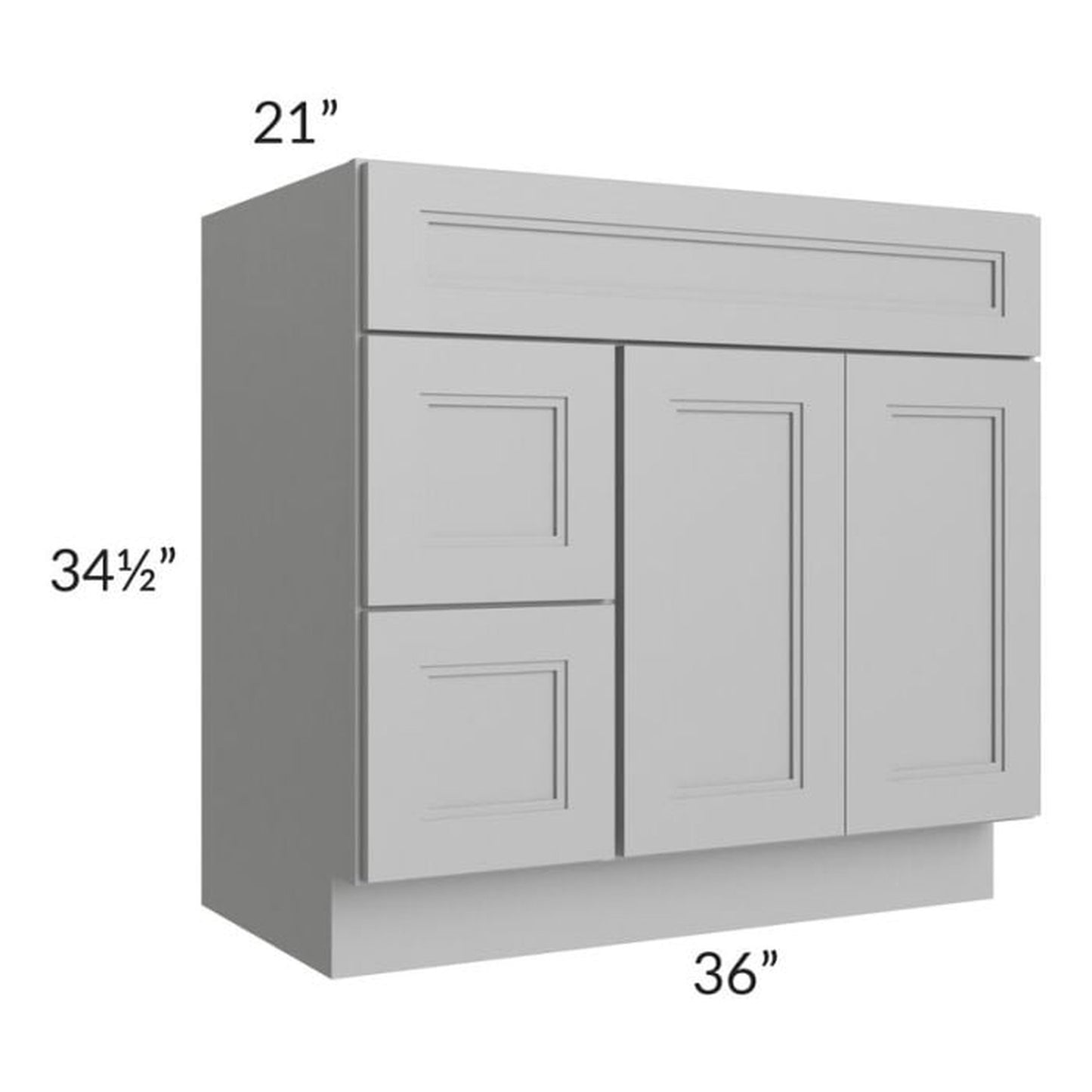 RTA Charlotte Grey 36" x 21" Vanity Sink Base Cabinet (Doors on Right) with 1 Decorative End Panel