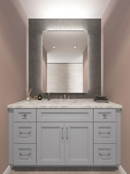 RTA Charlotte Grey 36" x 21" Vanity Sink Base Cabinet (Doors on Right) with 1 Decorative End Panel