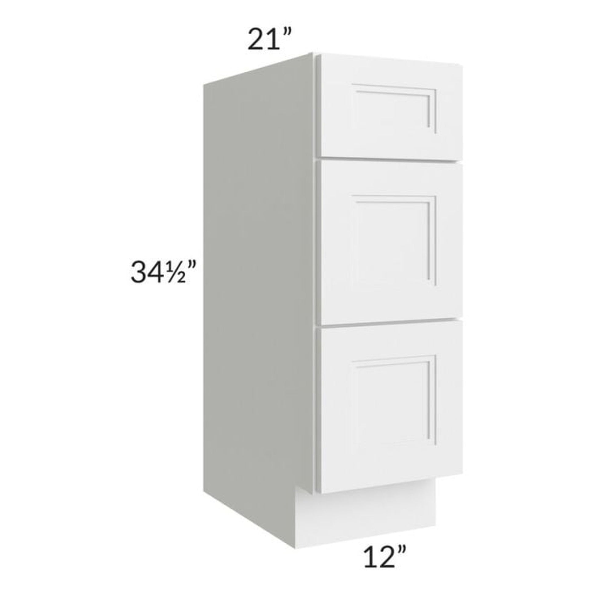 RTA Charlotte White 12" Vanity 3-Drawer Base Cabinet