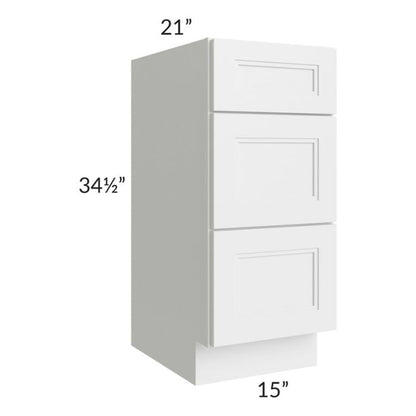 RTA Charlotte White 15" Vanity 3-Drawer Base Cabinet with 1 Decorative End Panel
