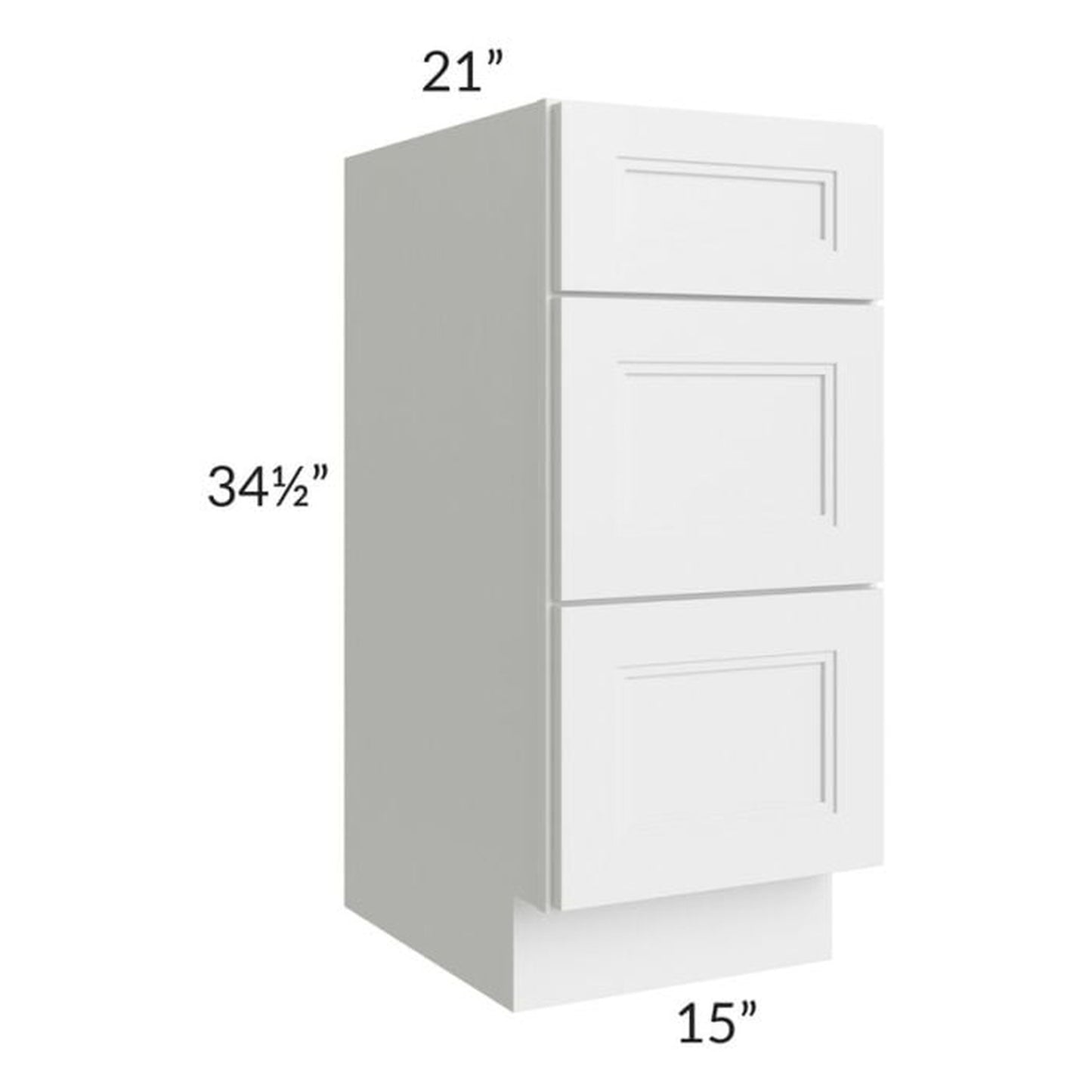 RTA Charlotte White 15" Vanity 3-Drawer Base Cabinet with 2 Decorative End Panels