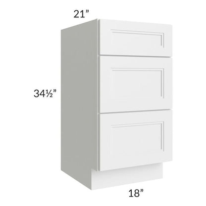 RTA Charlotte White 18" Vanity 3-Drawer Base Cabinet with 1 Decorative End Panel