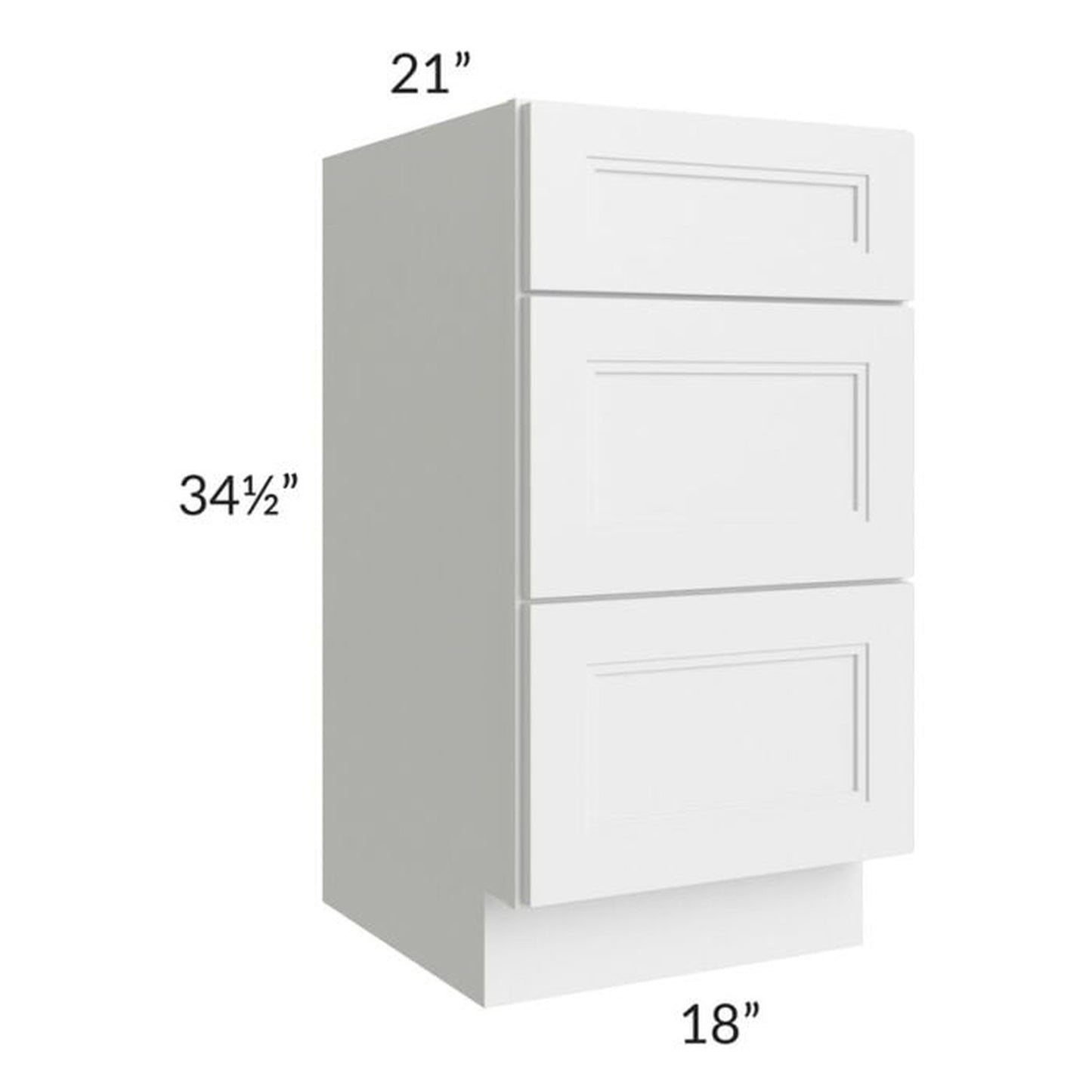 RTA Charlotte White 18" Vanity 3-Drawer Base Cabinet with 2 Decorative End Panels