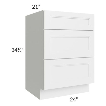 RTA Charlotte White 24" Vanity 3-Drawer Base Cabinet with 1 Decorative End Panel