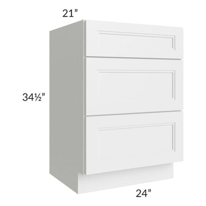 RTA Charlotte White 24" Vanity 3-Drawer Base Cabinet with 2 Decorative End Panels