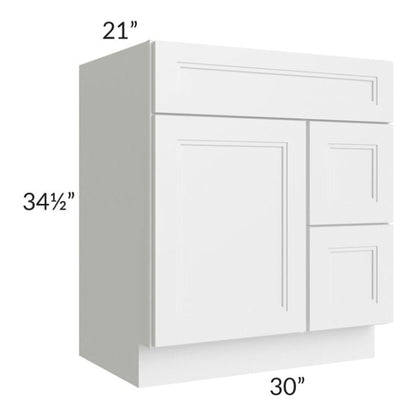 RTA Charlotte White 30" x 21" Vanity Sink Base Cabinet (Door on Left)