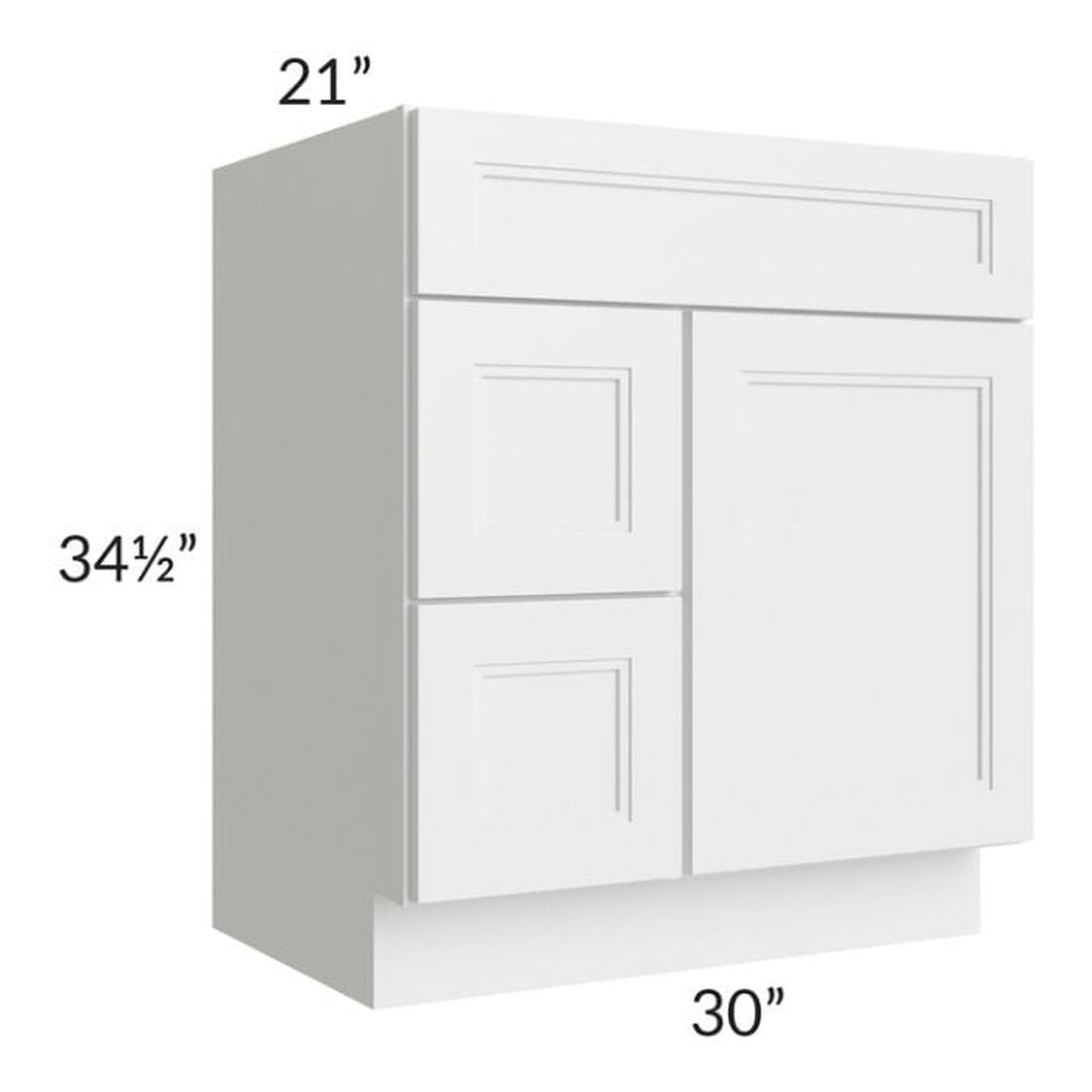 RTA Charlotte White 30" x 21" Vanity Sink Base Cabinet (Door on Right)