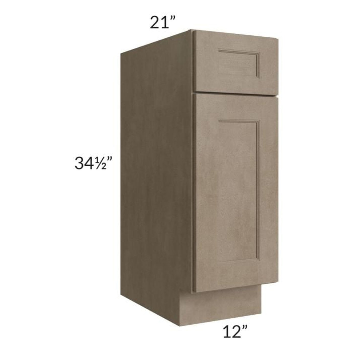 RTA Cobblestone Grey 12" Vanity Base Cabinet with Drawers and 1 Decorative End Panel