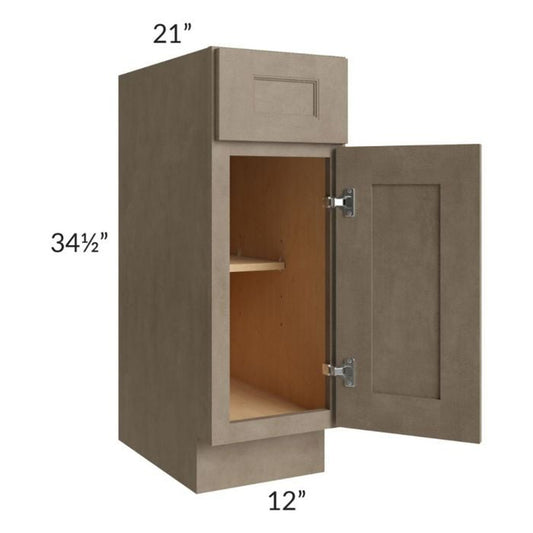 RTA Cobblestone Grey 12" Vanity Base Cabinet with Drawers and 1 Decorative End Panel and 1 Skin