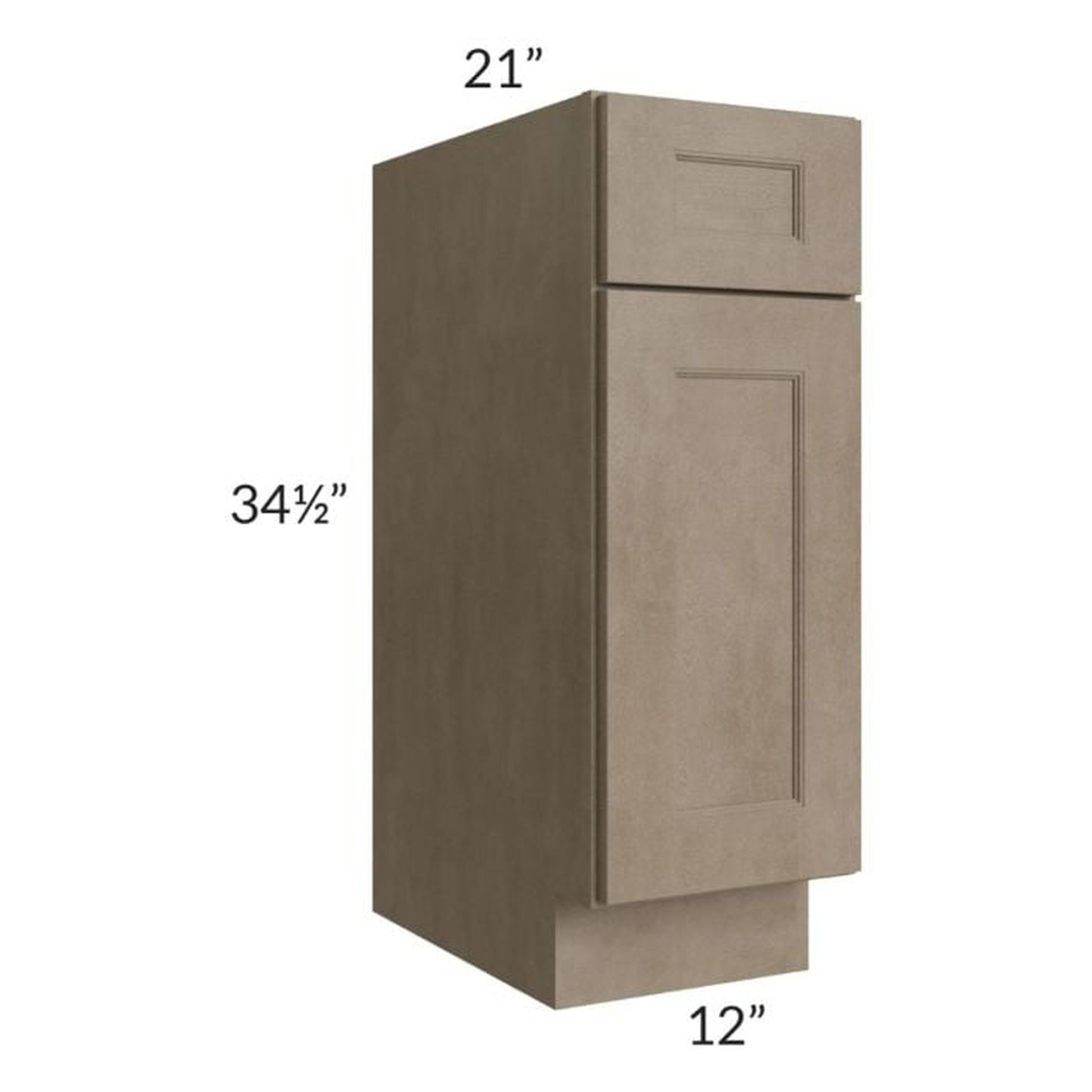 RTA Cobblestone Grey 12" Vanity Base Cabinet with Drawers and 1 Decorative End Panel and 2 Skins