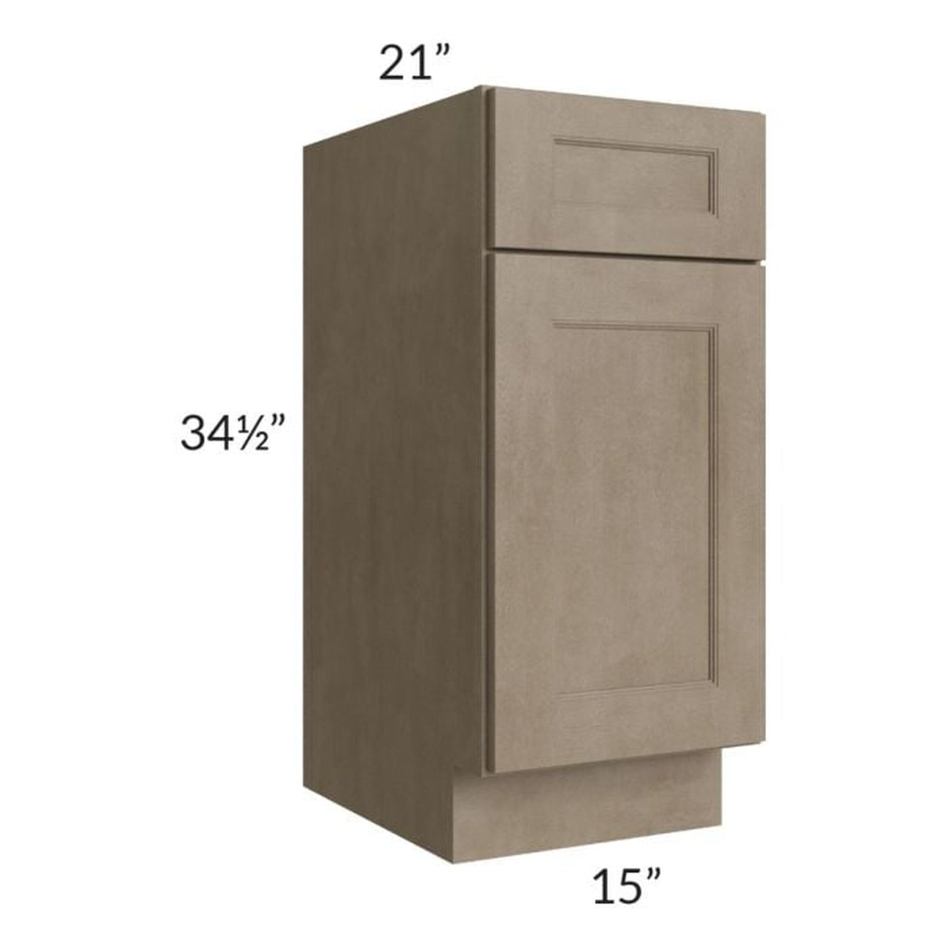 RTA Cobblestone Grey 15" Vanity Base Cabinet with Drawers and 1 Decorative End Panel and 2 Skins