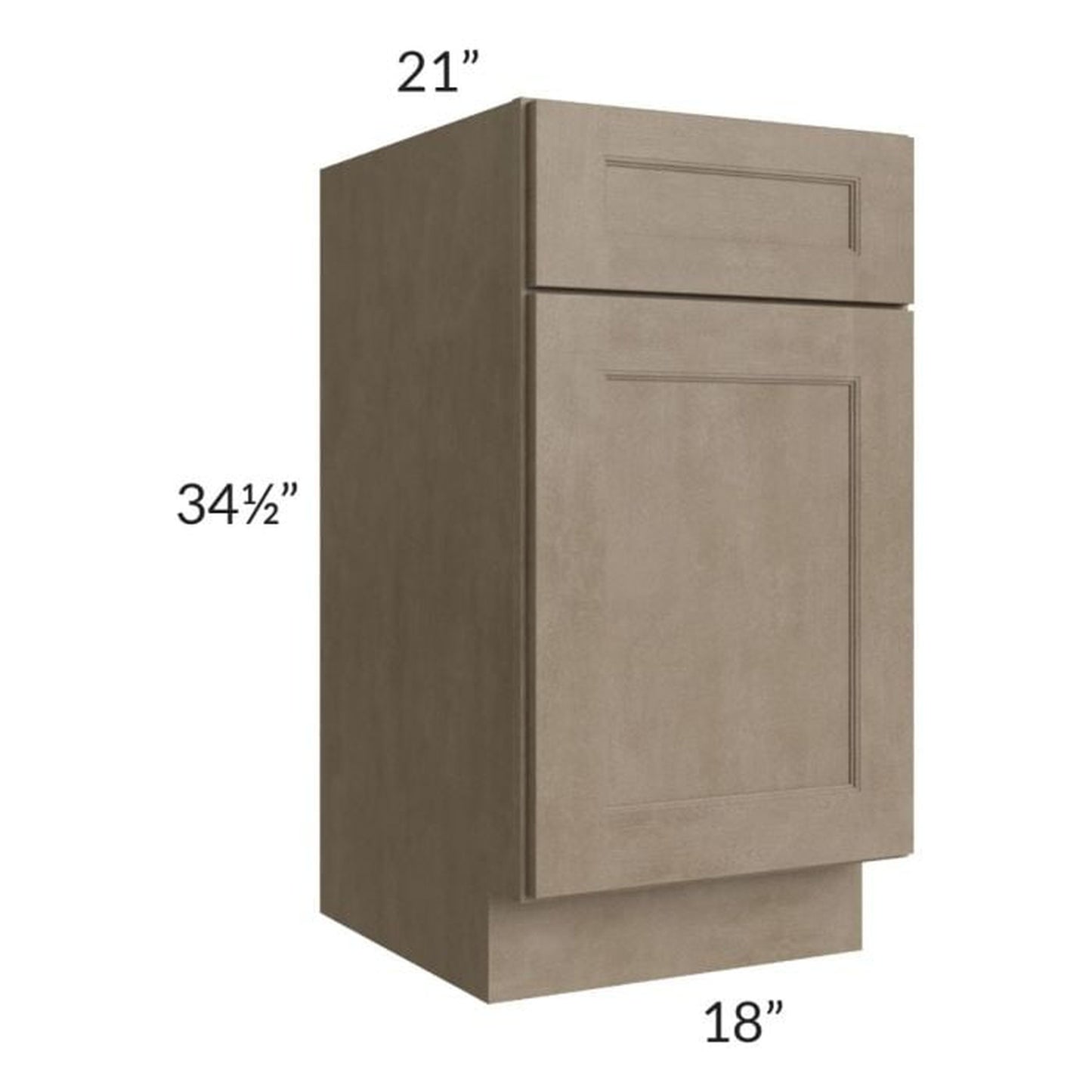 RTA Cobblestone Grey 18" Vanity Base Cabinet with Drawers and 1 Decorative End Panel and 1 Skin