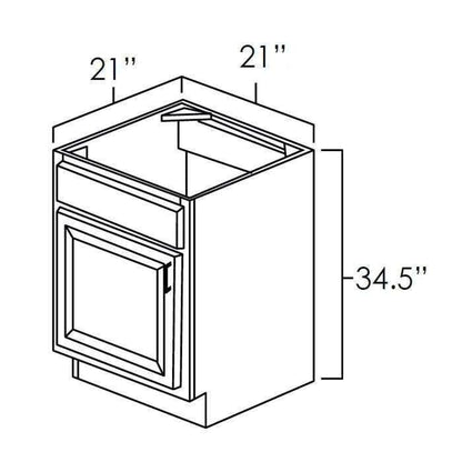 RTA Cobblestone Grey 21" Vanity Sink Base Cabinet with Drawers and 1 Decorative End Panel and 1 Skin