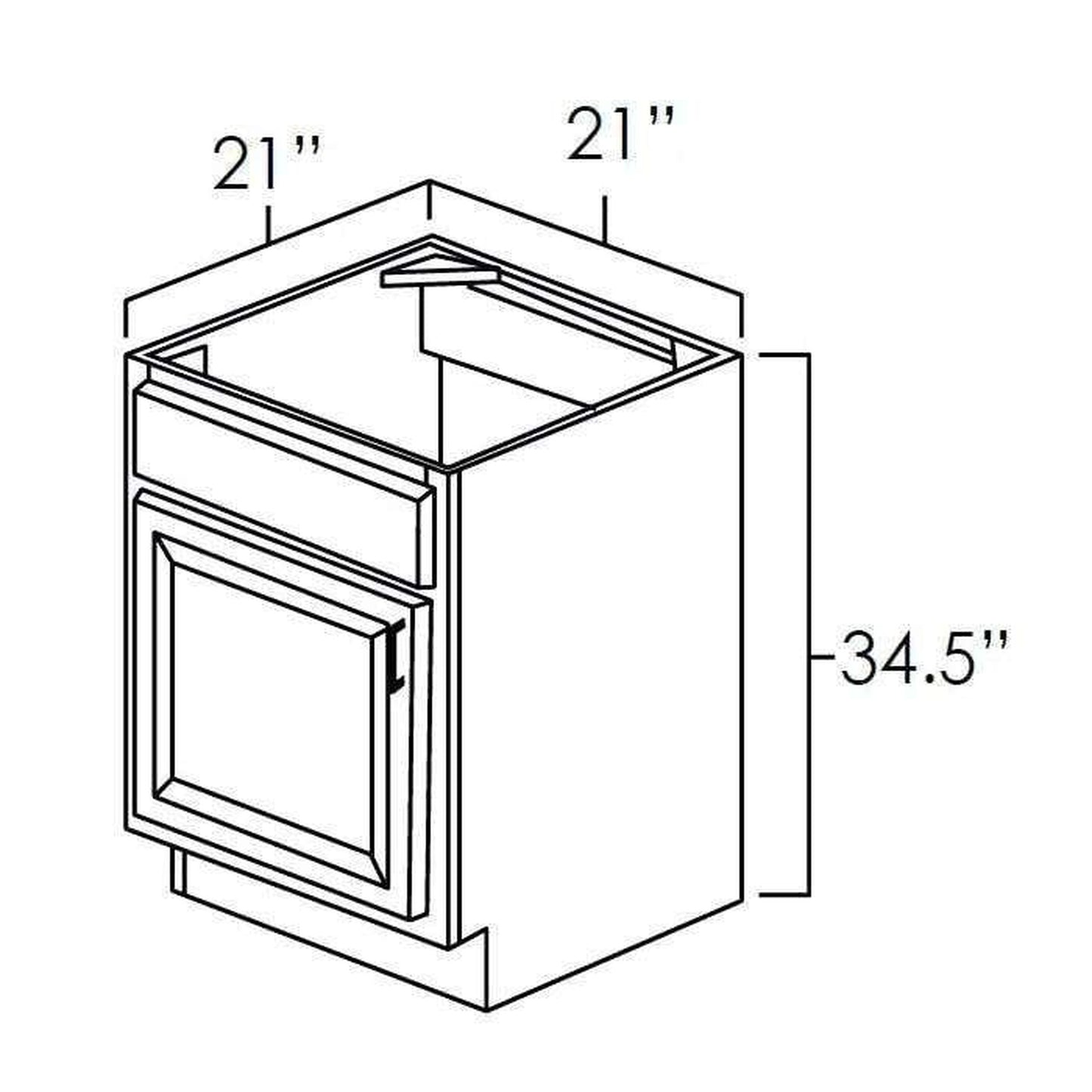 RTA Cobblestone Grey 21" Vanity Sink Base Cabinet with Drawers and 1 Decorative End Panel and 2 Skins