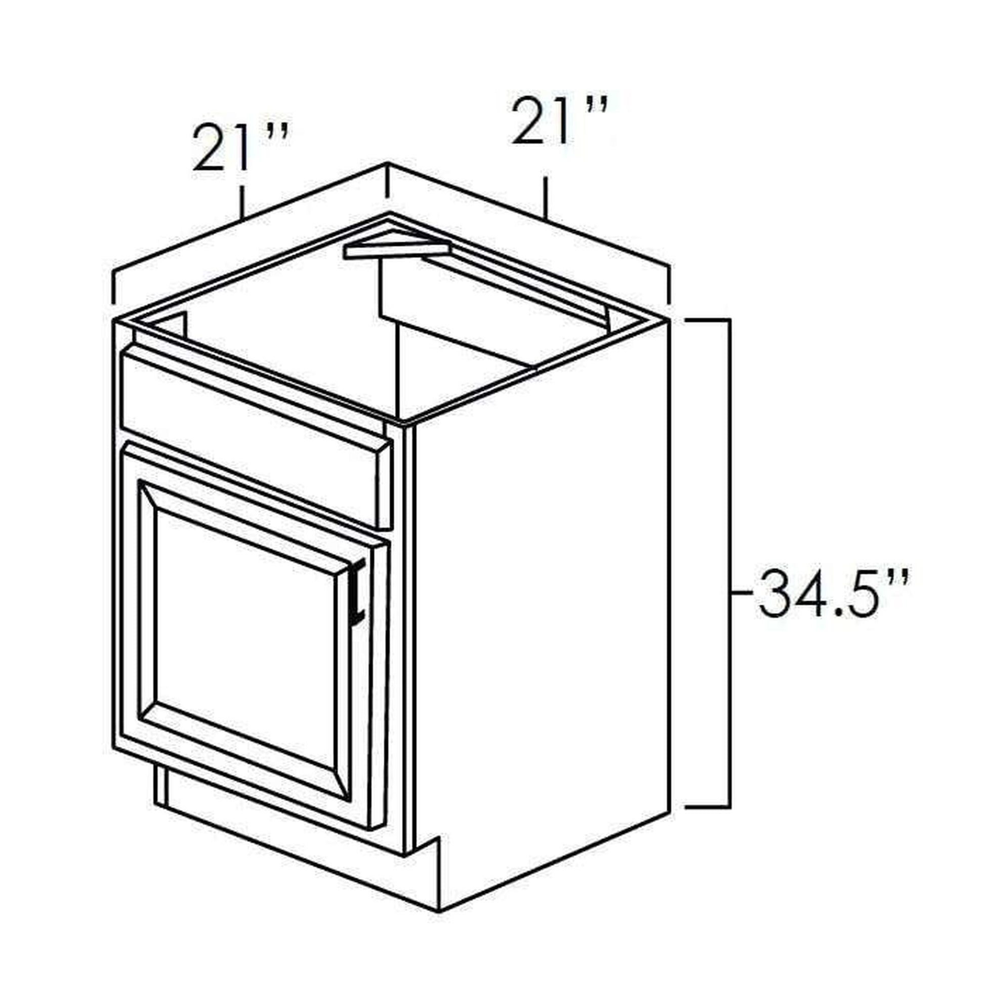 RTA Cobblestone Grey 21" Vanity Sink Base Cabinet with Drawers and 2 Decorative End Panels and 2 Skins