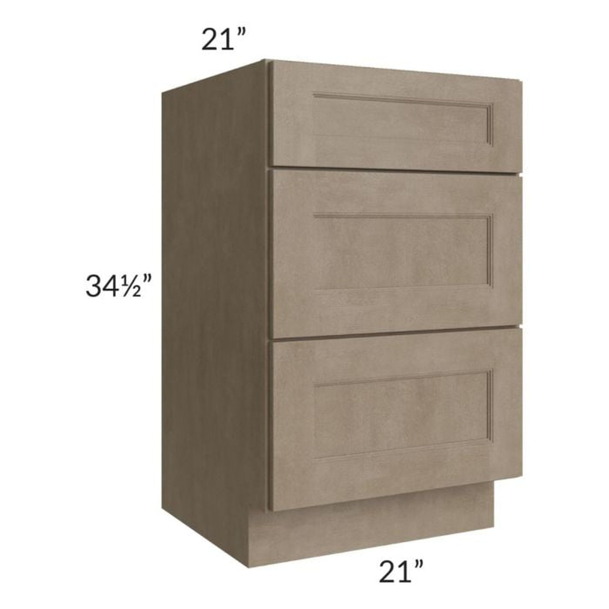 RTA Cobblestone Grey 21" Vanity Three Drawer Base Cabinet