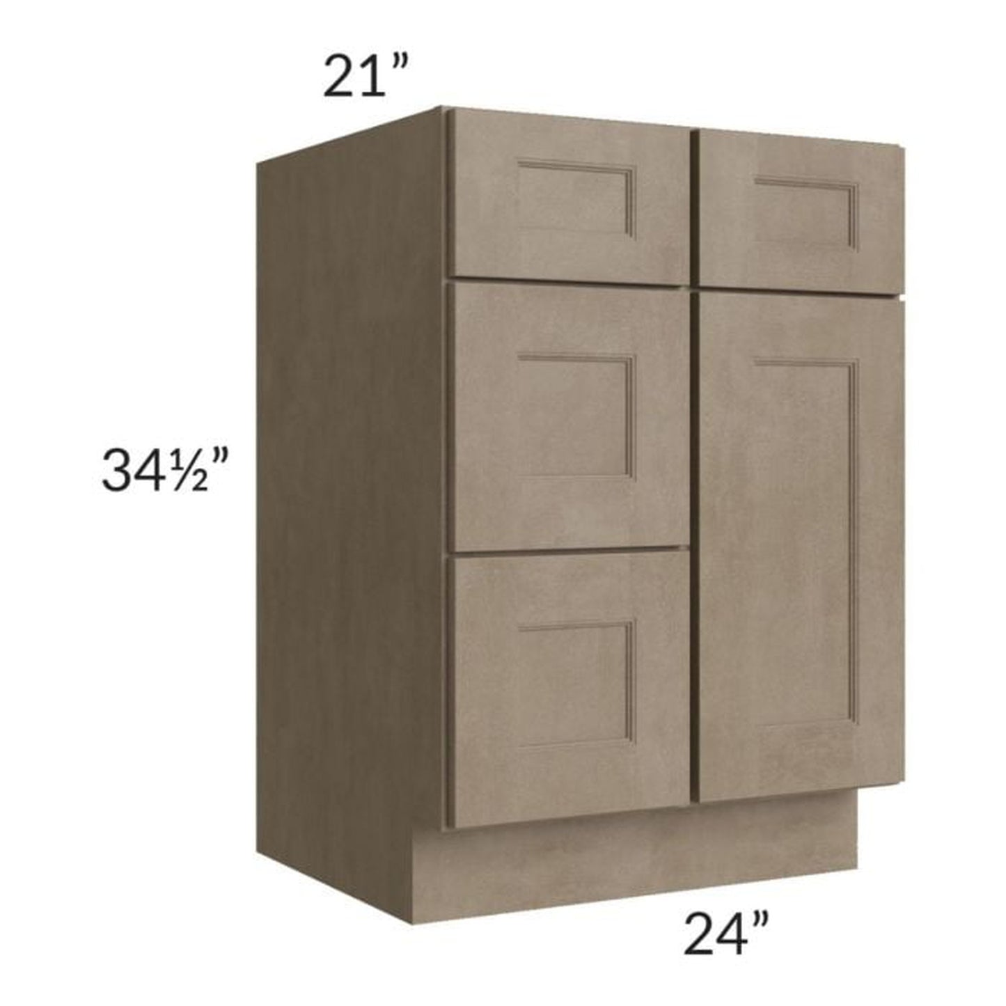 RTA Cobblestone Grey 24" Vanity Sink Base Cabinet (Drawers on Left) with 1 Decorative End Panel