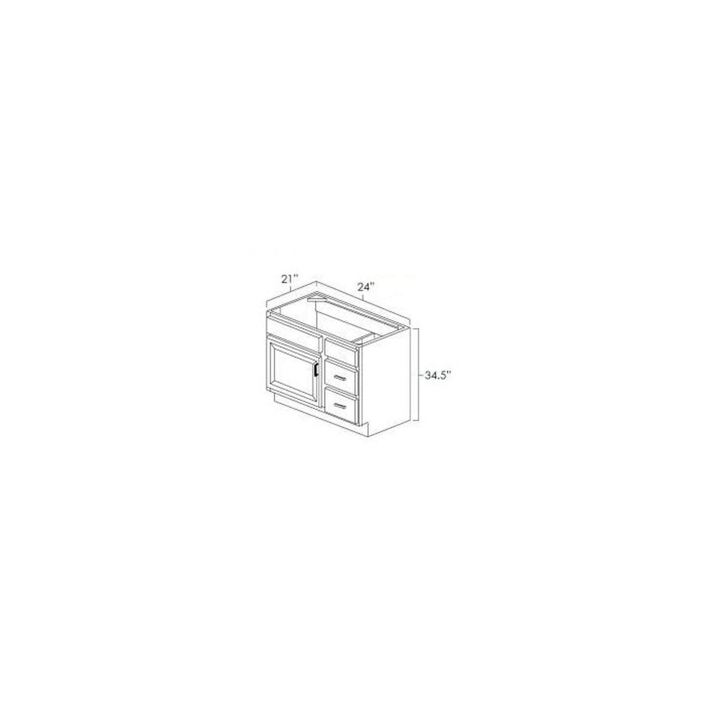 RTA Cobblestone Grey 24" Vanity Sink Base Cabinet (Drawers on Right)
