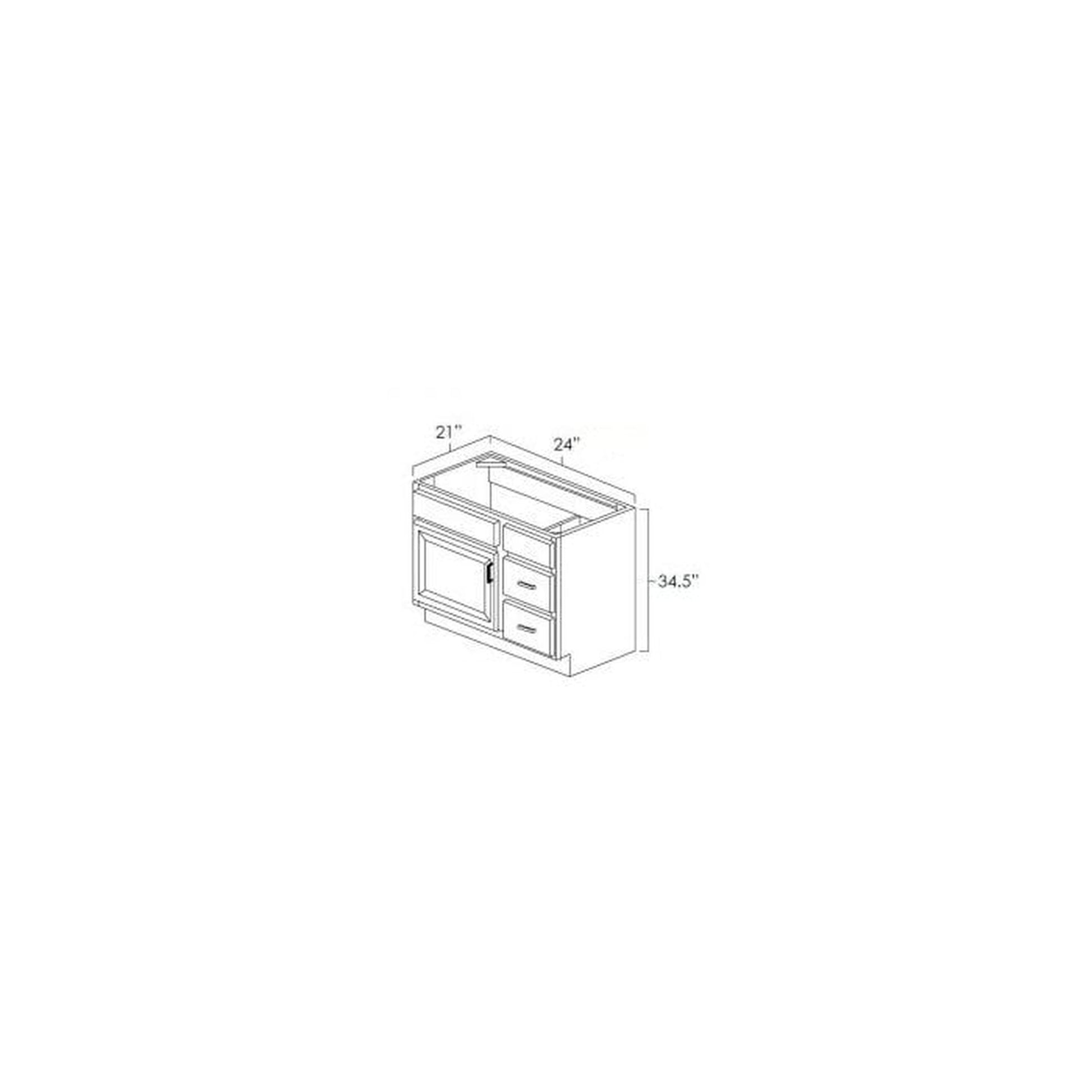 RTA Cobblestone Grey 24" Vanity Sink Base Cabinet (Drawers on Right)