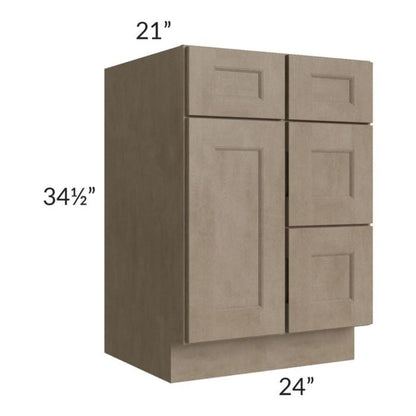 RTA Cobblestone Grey 24" Vanity Sink Base Cabinet (Drawers on Right) with 1 Decorative End Panel