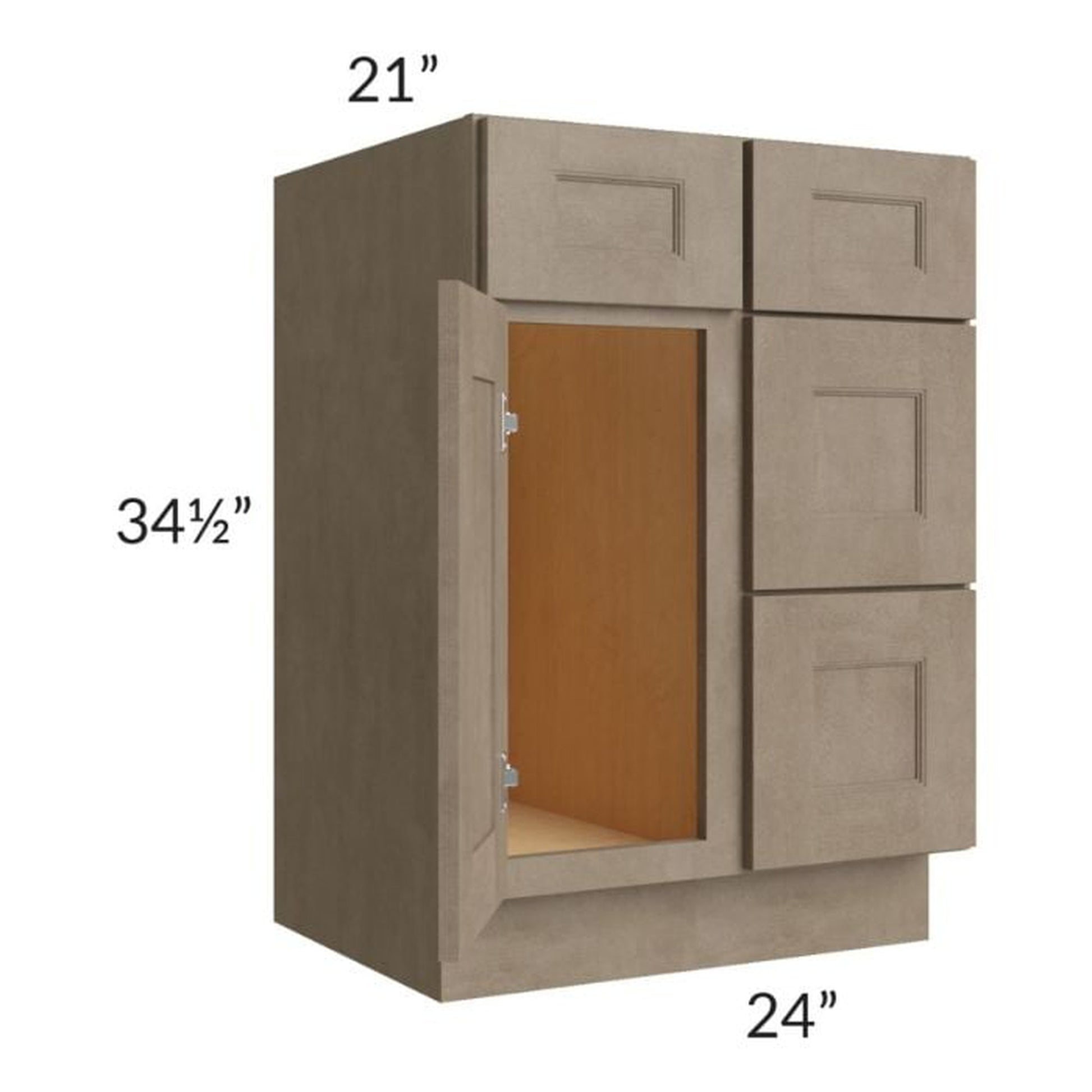RTA Cobblestone Grey 24" Vanity Sink Base Cabinet (Drawers on Right)