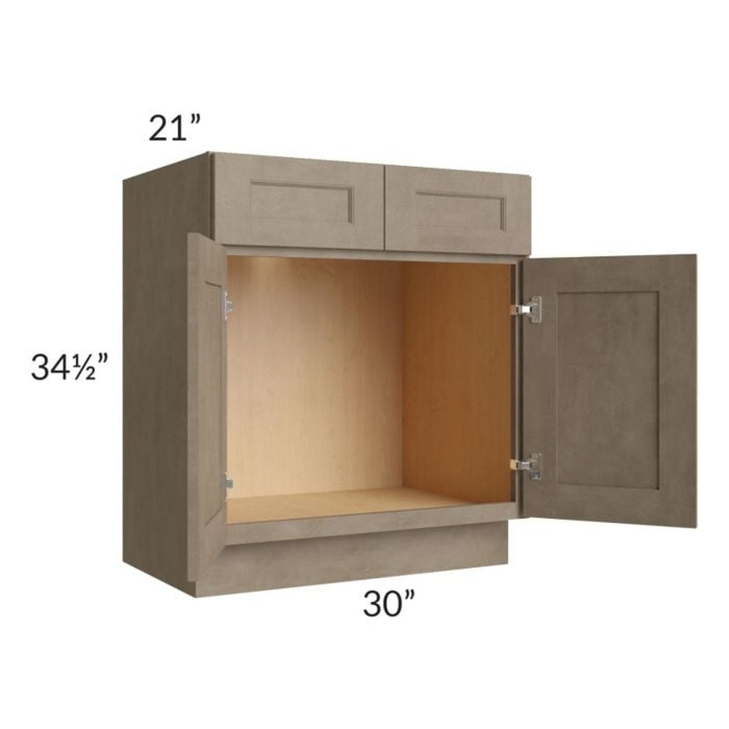 RTA Cobblestone Grey 30" Vanity Sink Base Cabinet with Drawers and 1 Decorative End Panel and 1 Skin