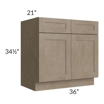 RTA Cobblestone Grey 36" Vanity Sink Base Cabinet with Drawers and 1 Decorative End Panel