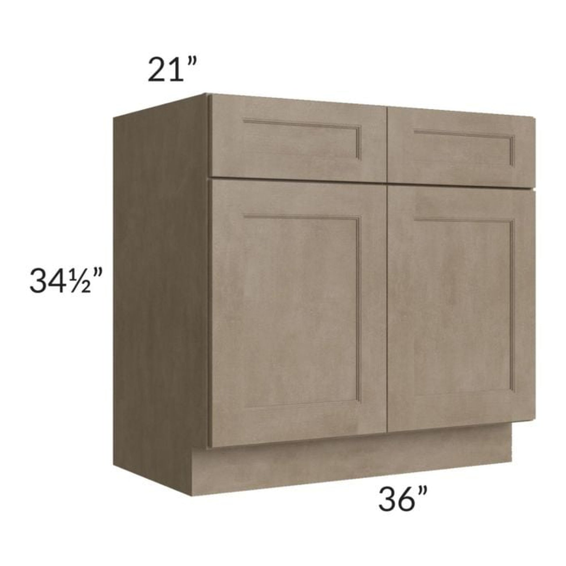 RTA Cobblestone Grey 36" Vanity Sink Base Cabinet with Drawers and 1 Decorative End Panel and 1 Skin