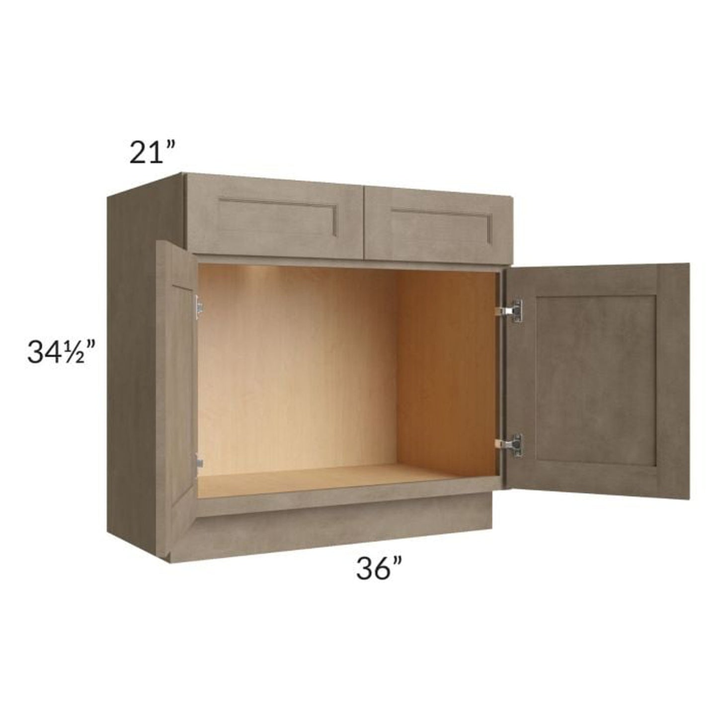 RTA Cobblestone Grey 36" Vanity Sink Base Cabinet with Drawers and 1 Decorative End Panel and 1 Skin