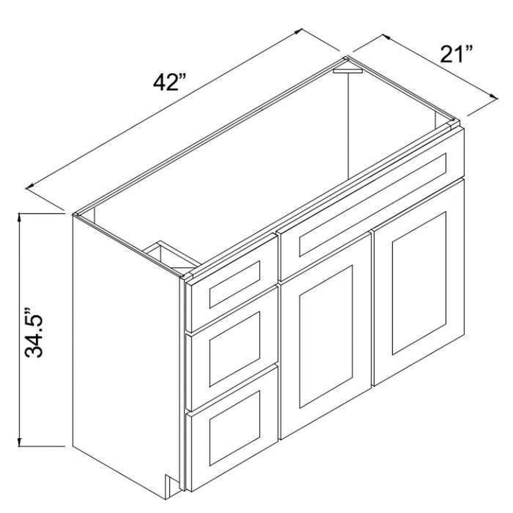 RTA Cobblestone Grey 42" Vanity Sink Base Cabinet (Drawers on Left)