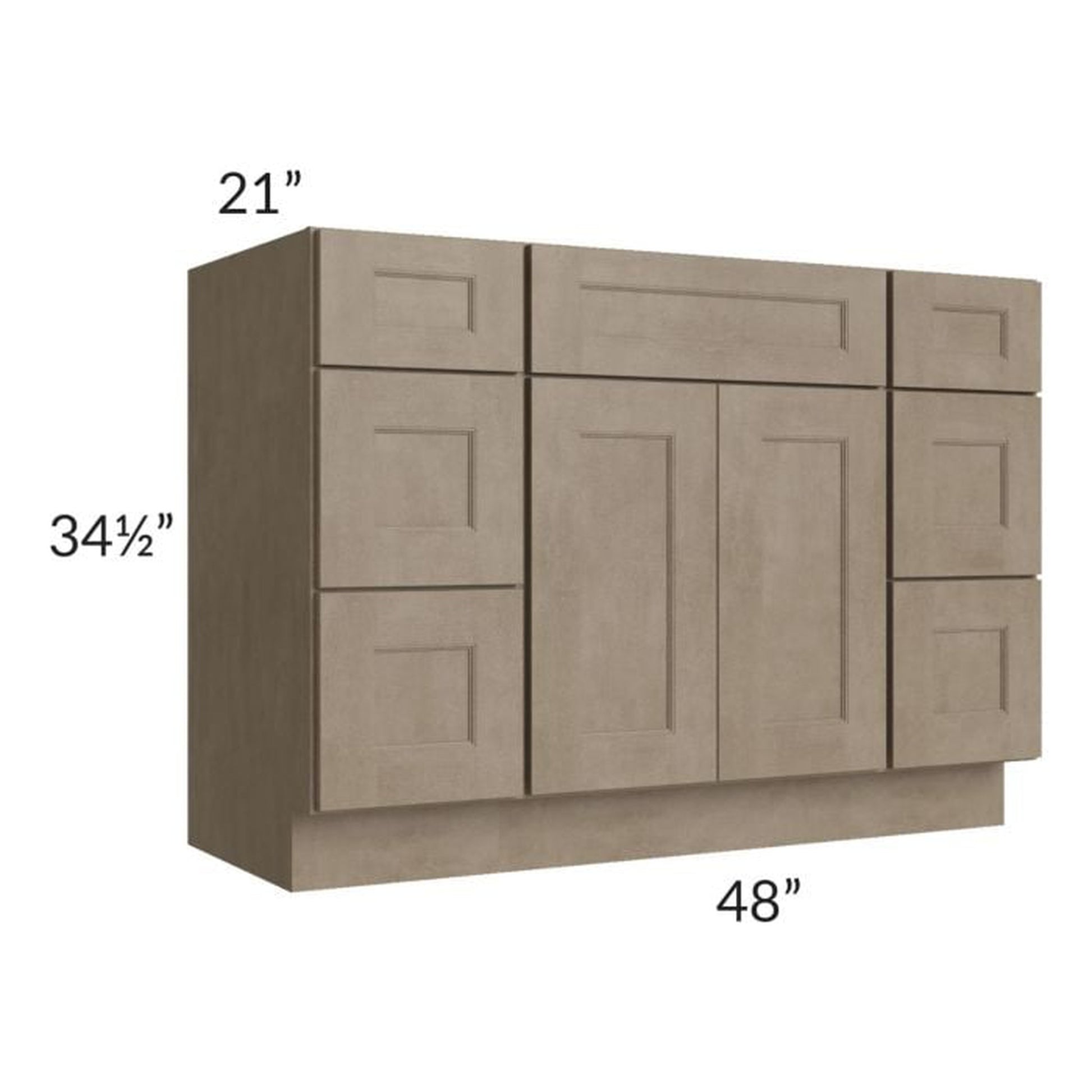 RTA Cobblestone Grey 48" Vanity Sink Base Cabinet with Drawers