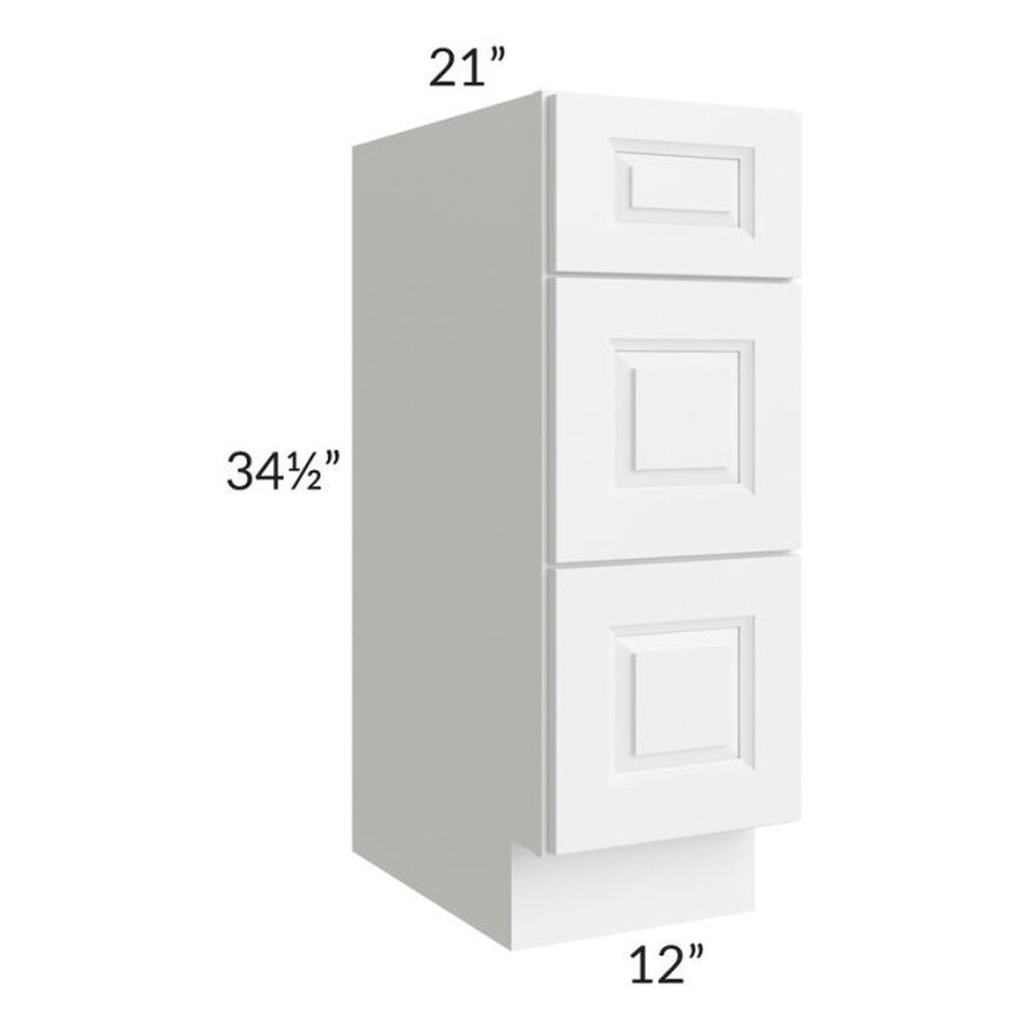 RTA Dakota White 12" Drawer Base Bathroom Vanity Cabinet