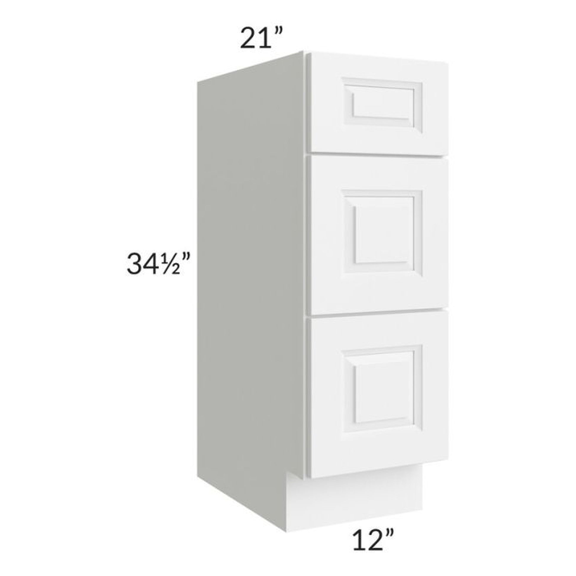 RTA Dakota White 12" Drawer Base Bathroom Vanity Cabinet