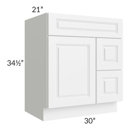 RTA Dakota White 30" Bathroom Vanity (Door on Right)