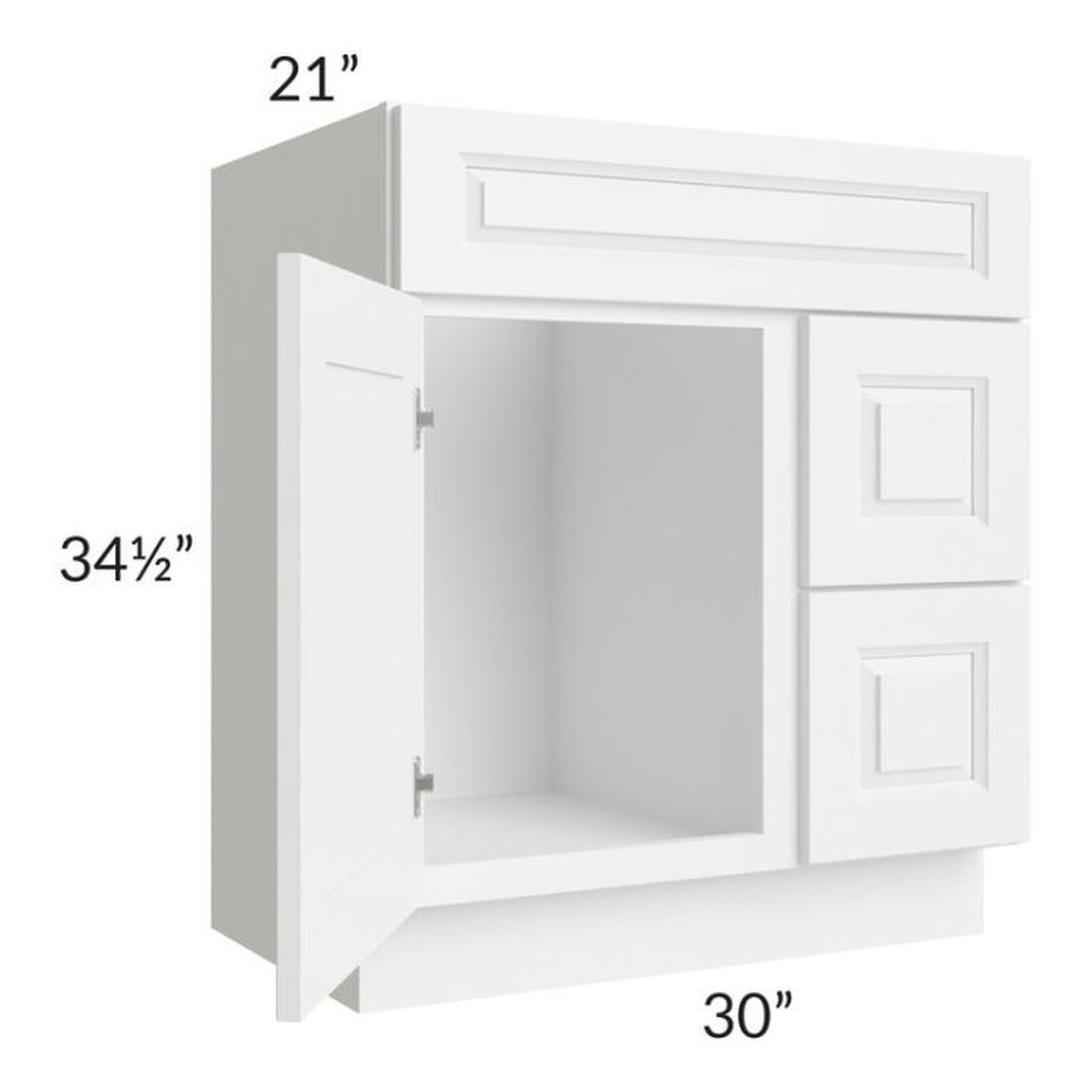 RTA Dakota White 30" Bathroom Vanity (Door on Right)