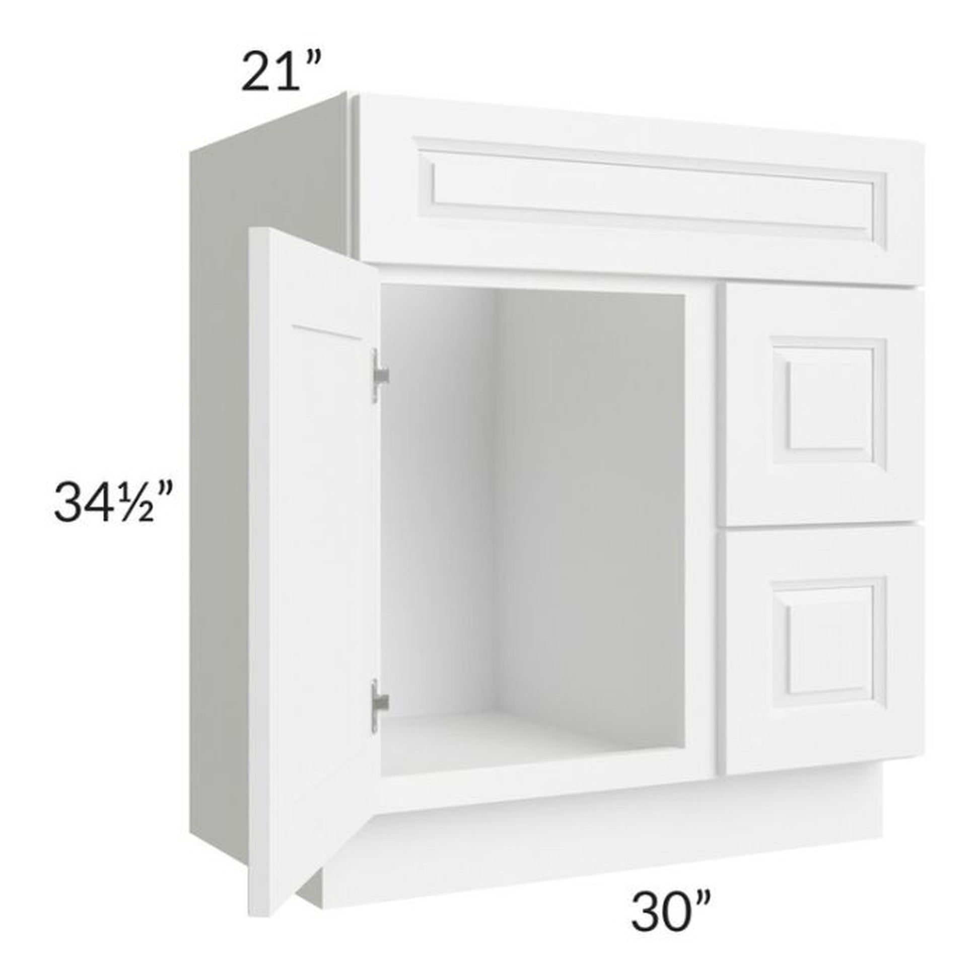 RTA Dakota White 30" Bathroom Vanity (Door on Right)