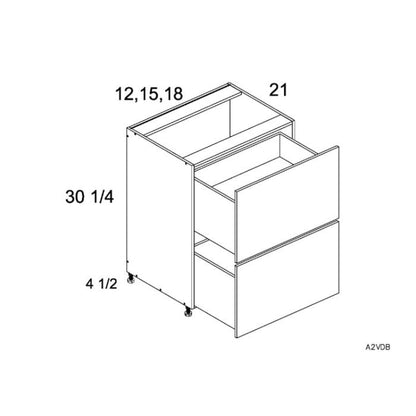 RTA Euro Cafe 12" 2-Drawer Vanity Base Cabinet with 1 Finished End Panel