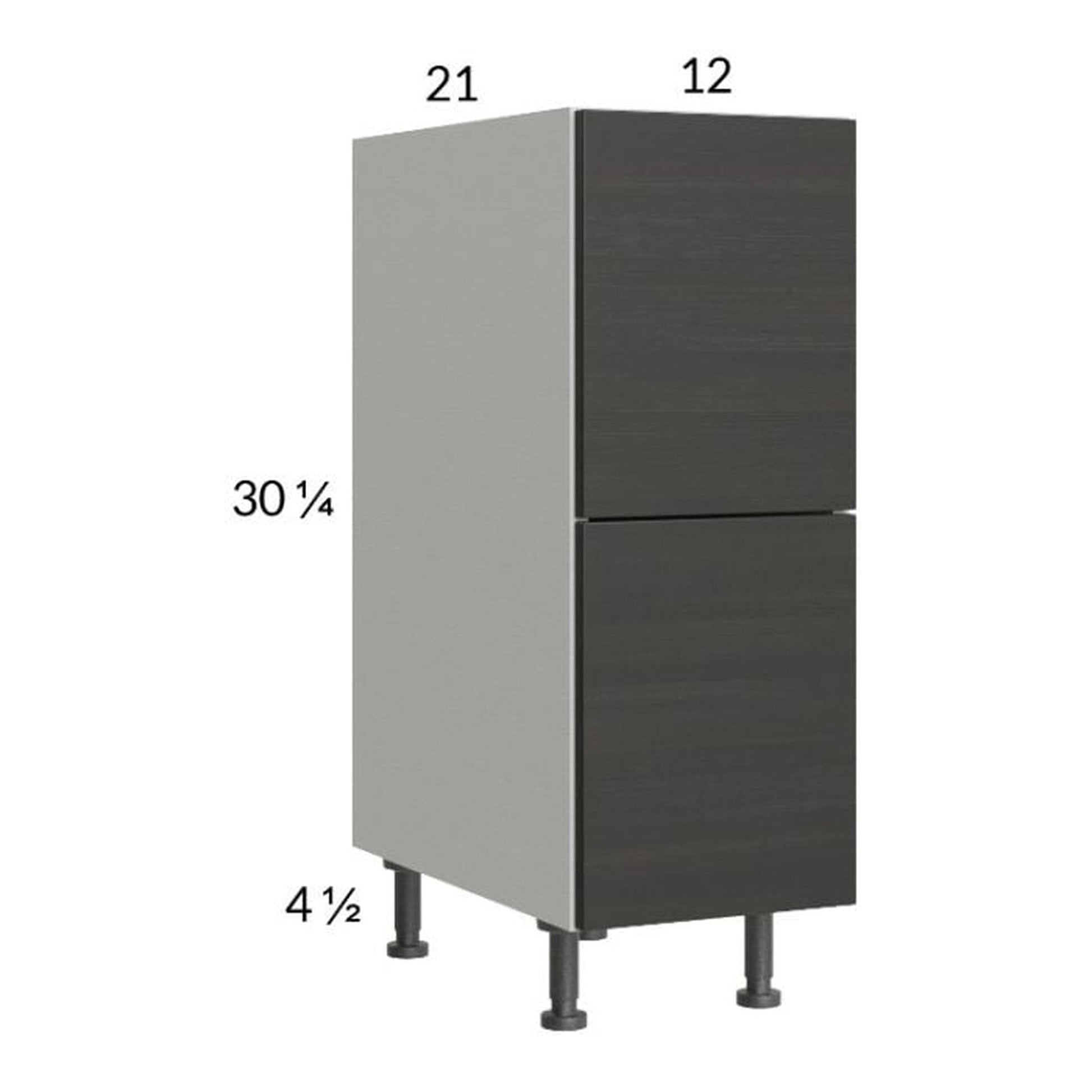 RTA Euro Cafe 12" 2-Drawer Vanity Base Cabinet with 1 Inner Drawer and 1 Finished End Panel