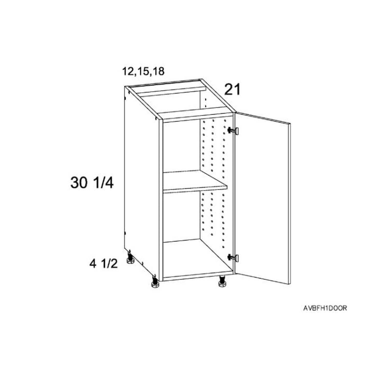 RTA Euro Cafe 12" Full Height Door Vanity Base Cabinet with 2 Finished End Panels