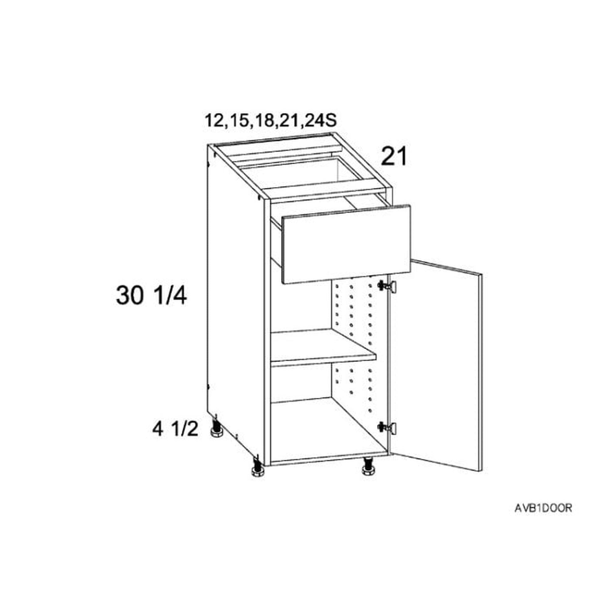 RTA Euro Cafe 12" Vanity Base Cabinet with 2 Finished End Panels