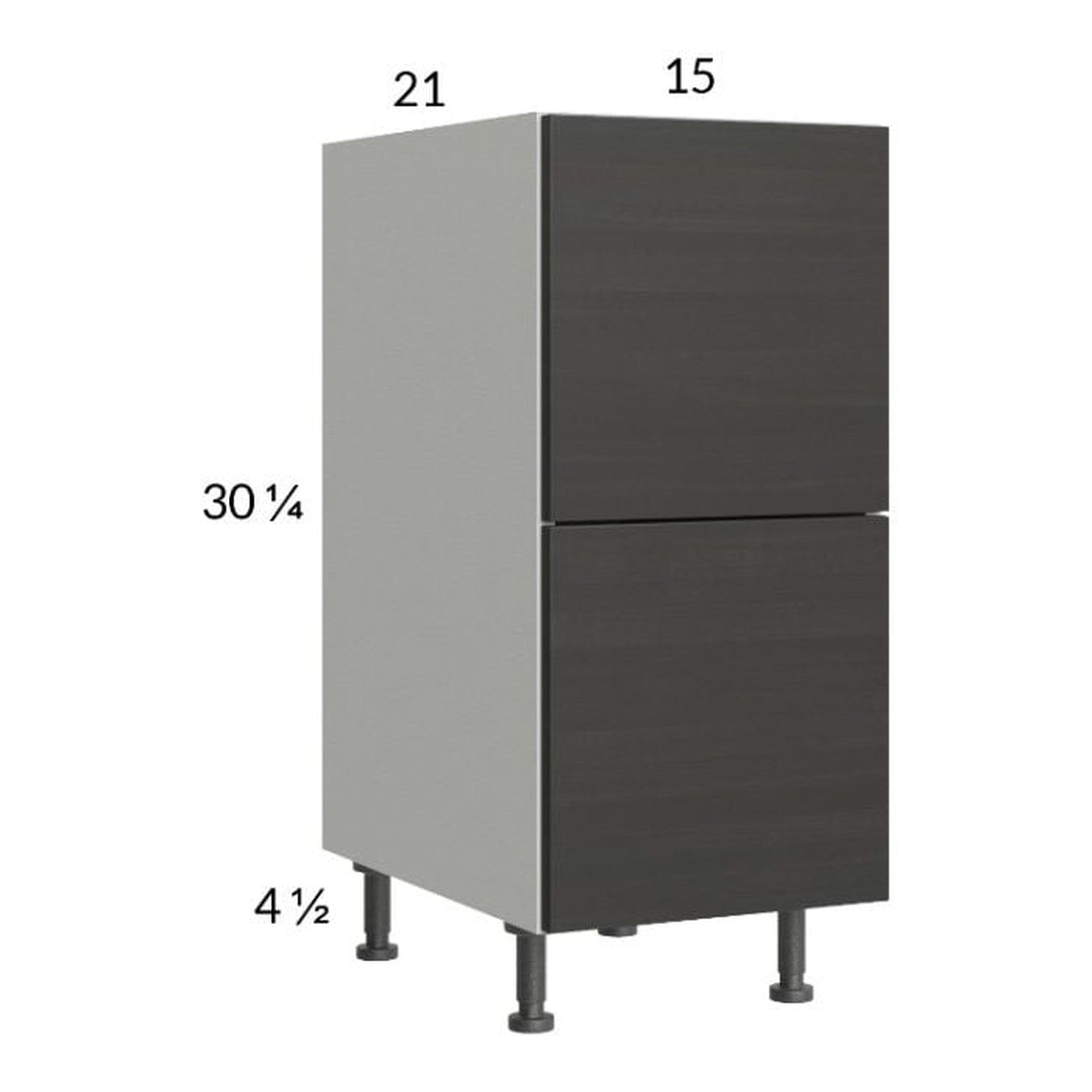 RTA Euro Cafe 15" 2-Drawer Vanity Base Cabinet with 1 Inner Drawer and 1 Finished End Panel